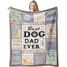 Dog Dad Gifts for Men, Dog Lovers Gifts, Best Dog Dad Ever, Dog Owner Gifts, Dog Themed Gifts for Men, Pet Lover Presents for Father Daddy Papa Pappy Grandpa on Father's Day Blanket 150x130CM