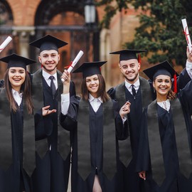 GHGMAO Unisex Adult Plain Graduation Stole Sash, Sublimation Blank Satin Stole for Men Women, Honor Stoles Black Grad Sash for Class of 2025, Academic Commencements, 60" Long