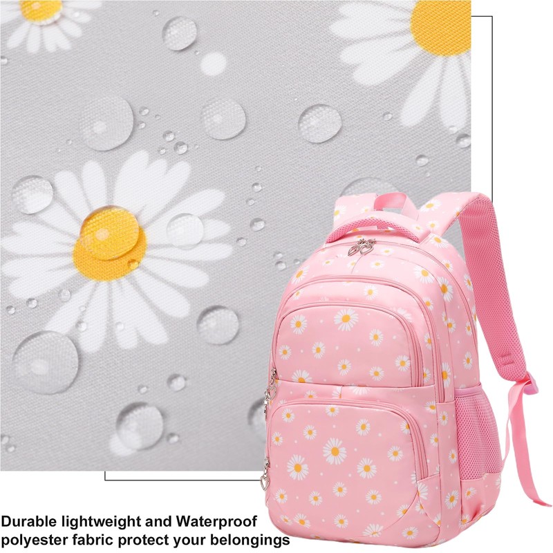 Joyfulife Daisy Backpack for Girls Backpack with Lunch Box Kindergarten