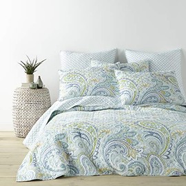 Levtex Home Cortona Paisley Twin Quilt Set, Green, 100% Cotton, Reversible