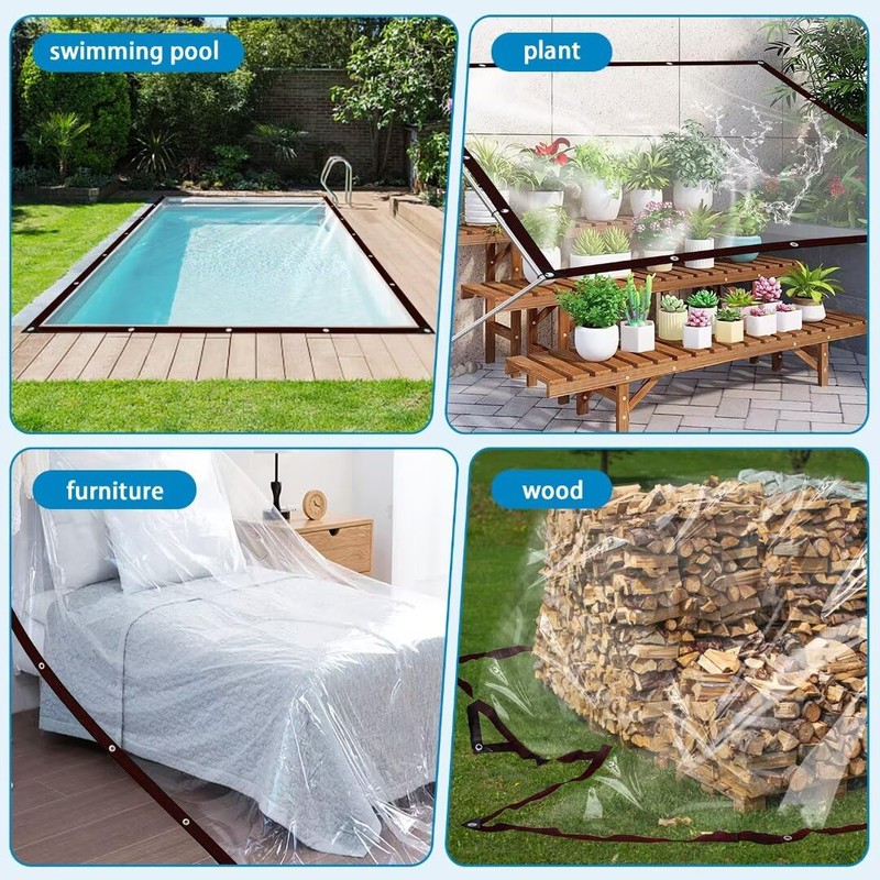 Plane Transparent mit öSen Abdeckplane Wasserdicht Durchsichtige Tarp 1x1m für