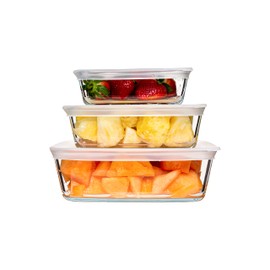 SIMAX Square Glass Food Storage Containers With Lids: Meal Prep Container Glass - Made with Borosilicate Glass - Set of 3 Glass Food Prep Containers With Lids Airtight - Small, Medium And Large