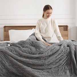 Zorvixia Electric Blanket Twin Size - 62"x84" Heating Blanket Twin with 5 Heat Settings & 10 Hours Auto Off, Cozy Striped Flannel & Sherpa, Machine Washable, Safe FCC/ETL Certified (Light Grey)