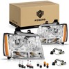 FEBERG [OE Style Anti-Yellowing Headlight for 2007-2013 Avalancha/Suburban 2500, 2008-2013