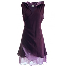 GURU SHOP Women's Cotton Wrap Tunic with Pointed Hood MA 11, plum