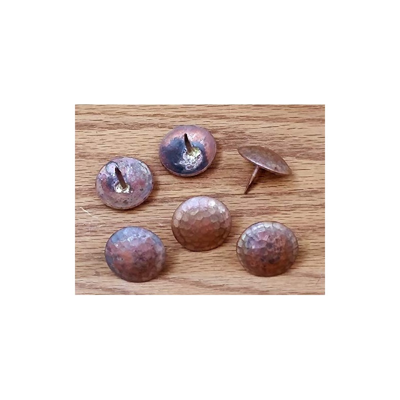 Clavos, 1 1/4" Round Hammered, Solid Copper, Decorative Door Nails,