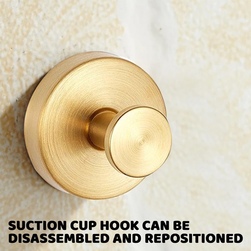 2Pcs Suction Hooks for Bathroom,Shower Towel Gold Hook Cup,Duty Vacuum