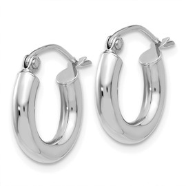 Real 10K White Gold 3mm Tube Hoop Earrings - 9mm x 3mm