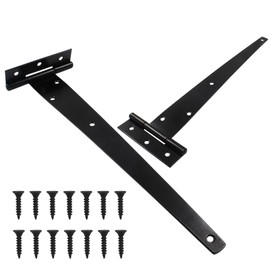 Murtenze 12 Inch T-Strap Barn Door Hinges, Black, 2PCS
