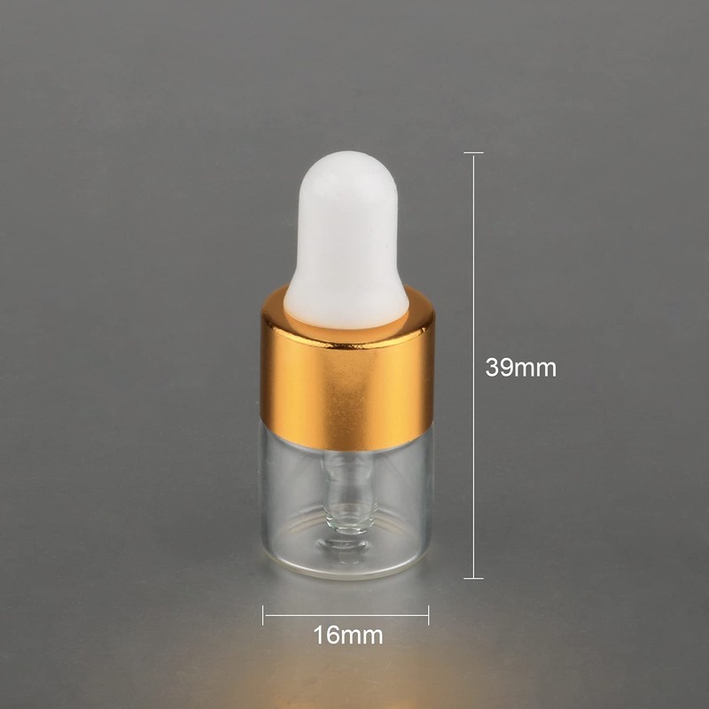 Wresty 50 Pcs Clear Glass Dropper Vails 1ml Mini Essential