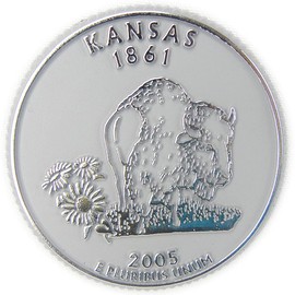 Kansas State Quarter Magnet by Classic Magnets, 2.5" Diameter, Collectible Souvenirs Made in The USA