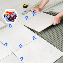 Ciwenkai Plastic Shims Horseshoe-Shims for Leveling - 400PCS U Shaped Tile Spacers,Blue 1/16”, Red 1/8”, Yellow 3/16”, Black 1/4”