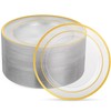 Goodluck 100PCS Clear Gold Plastic Plates, 10.25 Inch Dinner Plate