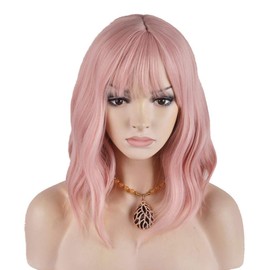 SPENCER 14" Short Bob Pink Wavy Hair Wig
