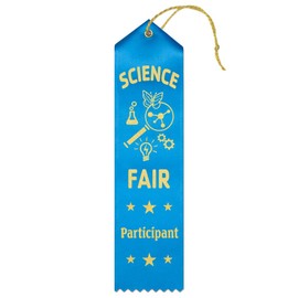 RibbonsNow Science Fair Participant Ribbons - 25 Bright Blue Ribbons with Card & String