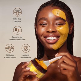 Face Scrub Gift Set Exfoliating Face Wash Microdermabrasion Facial Scrub Exfoliator Turmeric Vitamin C, Brown Sugar Honey, Green Tea Salicylic Acid, Himalayan Salt Rose Christmas Birthday Gifts 4x100g