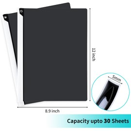 Jutieuo 5PCS Clear Report Covers with Swing Clip, Professional Clear Front Presentation Folders Resume Folder, 30 Sheets Capacity A4 Size File Document Organizer, No Punch Needed (Black)