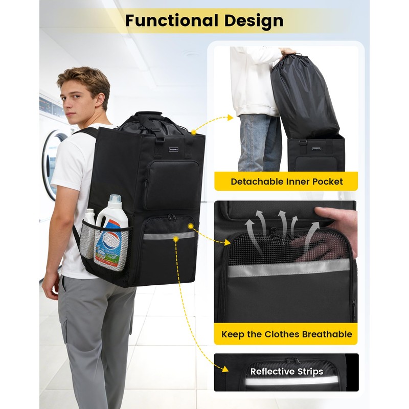 Vorspack 2 in 1 Laundry Bag Backpack with Shoulder Straps,