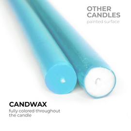 CANDWAX 12 inch Taper Candles Set of 12 - Dripless and Smokeless Candle Unscented - Slow Burning Candle Sticks - Turquoise Candles