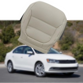 ATUOTPO Front Driver Side Leather Perforated Ati-Slip Breathable Bottom Cornsilk Beige Tan Seat Cover Compatible with Volkswagen Jetta 2011 2012 2013 2014 2015 2016 2017