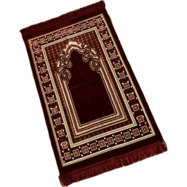 Serhill Muslim Prayer Rug, Soft Plush Thin Islamic Prayer Mat, Janamaz, Sajada, Praying Carpet, Ramadan Gift, Eid Hajj Gift (Carmine)