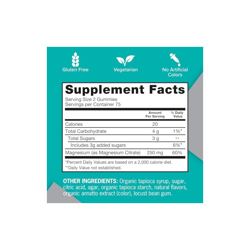 Magnesium Gummies for Adults, Qunol 250mg Extra Strength Magnesium Citrate