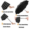 Yaneno Windproof Travel Folding Umbrella Compact Light Real Wood Handle