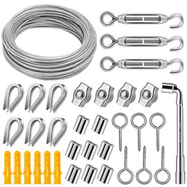 DIYLAND 3mm Drahtseil Edelstahl Set, 20m PVC-ummantelt Spanndraht Set mit Seilspanner für