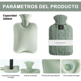 NCOIIBF Bolsa de Agua Caliente, 2 Litro Bolsa De Agua Caliente con Funda de Felpa Suave, Botella de Agua Caliente Peluche para Relajación Muscular, Alivio del Dolor, Calambres Menstruales (B)