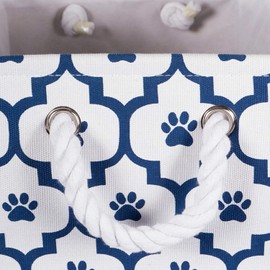 Bone Dry Pet Storage Collection Lattice Paw Print, Small Rectangle, White/Navy