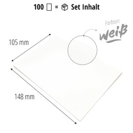 Japun Blank Postcard Set (100 Pieces) DIN A6, 148 x 105 mm, White