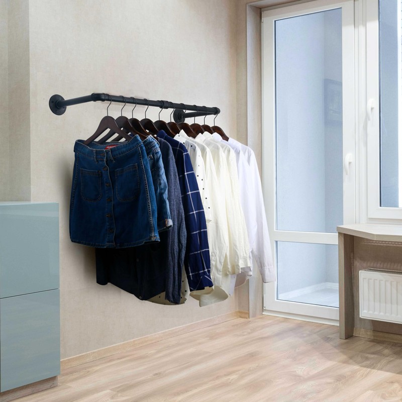 WEBI Clothing Rack Wall Mount,24'' Industrial Pipe Clothes Rack for