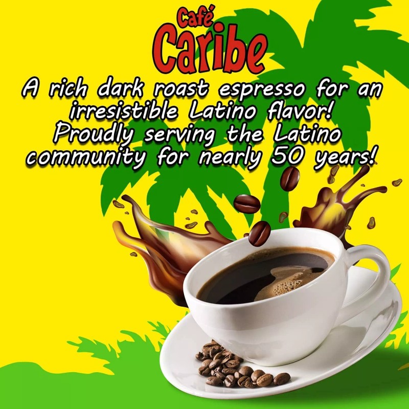 Cafe Caribe Decaf Latin Inspired Ground 100% Espresso Roasted Coffee