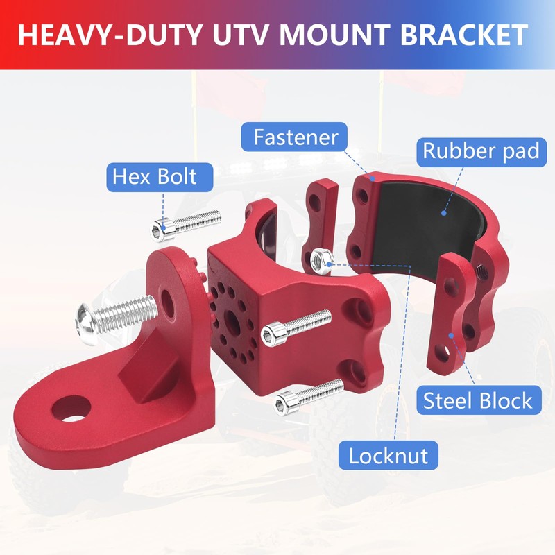 Chelhead UTV Flag Antenna Mount for 1.5 to 1.75, 1.75