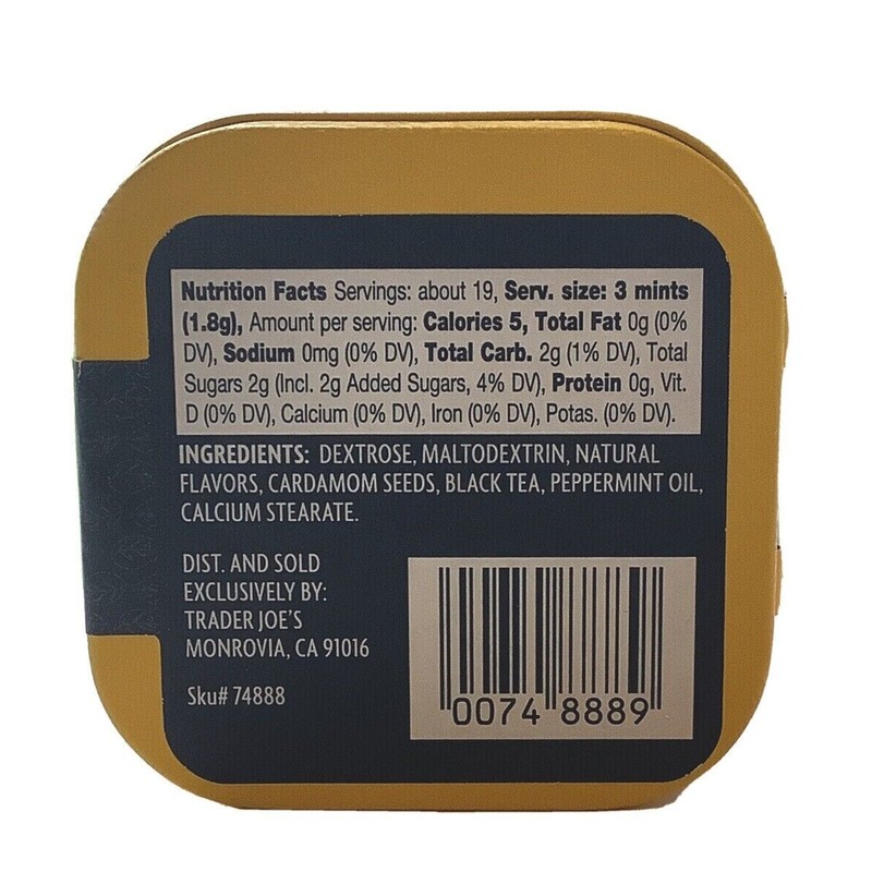 Trader Joe's Chai Tea Infused Breath Mints 1.2oz Tin 2