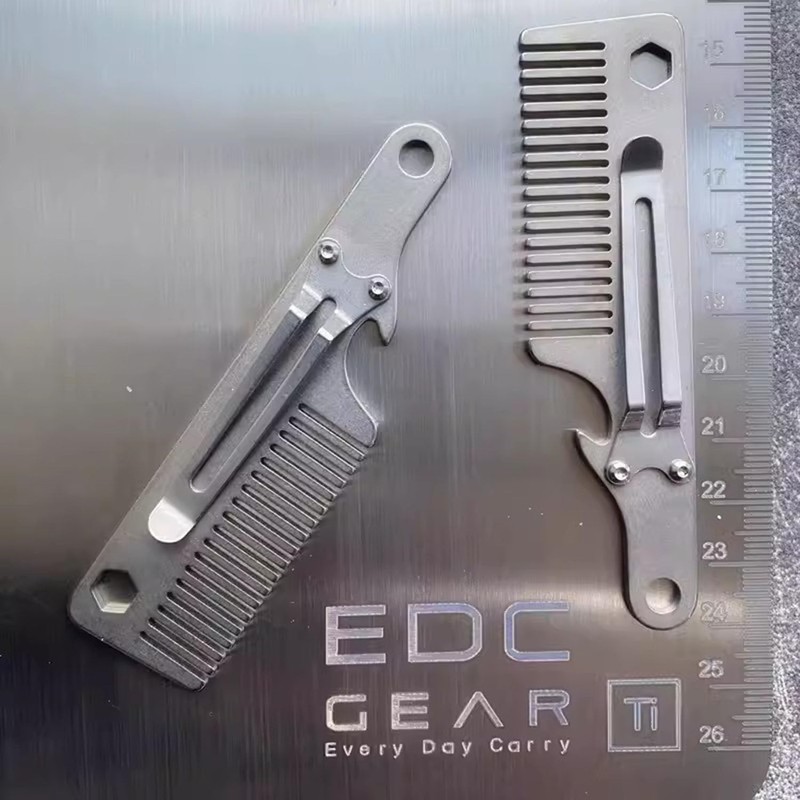 Titanium Comb EDC Mini Portable Hair Comb Multifunctional EDC Mustache