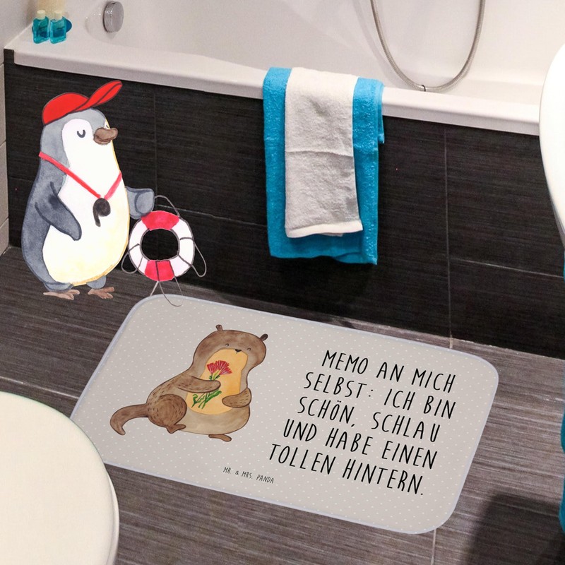 Mr. & Mrs. Panda Otter Bouquet Bath Mat Gift Bath
