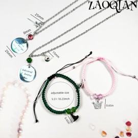 ZAOQIAN Elphaba Galinda Friendship Matching Bracelets - Rhinestone Crown Witch Hat Matching Bracelets - BFF Couples Accessories Christmas Valentine's Day Gifts for Fans Party Dress Decor (Braided Bracelet+Necklace)