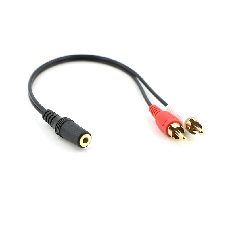 PASOW 2 Pack 3.5mm Stereo Female to 2RCA Male RCA
