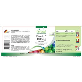 Gepuf Fertes Vitamin C 1000 mg – 400 capsules – 1000 mg Magenfreundliches Calcium L, Ascorbat in a vegetarian capsule