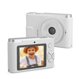 2.4 Inch Digital Camera, 4K 48 MP, Compact Small Travel Camera, 16x Digital Zoom, Kids Camera, Auto Focus, for Girls, Teenager Gifts (White)
