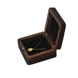 Ring Case, Wooden Pairing Case, Walnut, Ring Case, Engagement Ring, 2 Rings, Portable Size, Ring Box, Premium Material, Perfect for Wedding Celebrations, Presents (Black with Necklace Box)