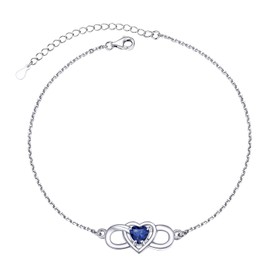 Cute Anklets September Birthstone Infinity Adjustable Ankle Bracelets For Women Beach Sterling Silver