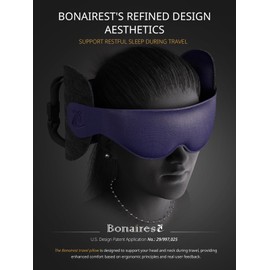 Bonairest Travel Pillow, Airplane Neck Pillow for Long Flight, Oversized Head Strap with 3D Eye Mask for Sleep, 360°Support Headrest, Stop Bobblehead, Ultimate Travel Essentials for Men Women Purple