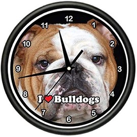 SignMission Bulldog Clock Wall pet Dogs Owner Breeder Gift