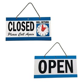 AIMALL Open-Closed Will Return Sign with Handcrafted Clock for Business, Shop, Restaurant Door – Durable, Weatherproof, 11.4” x 5.9” Highly Visible Design