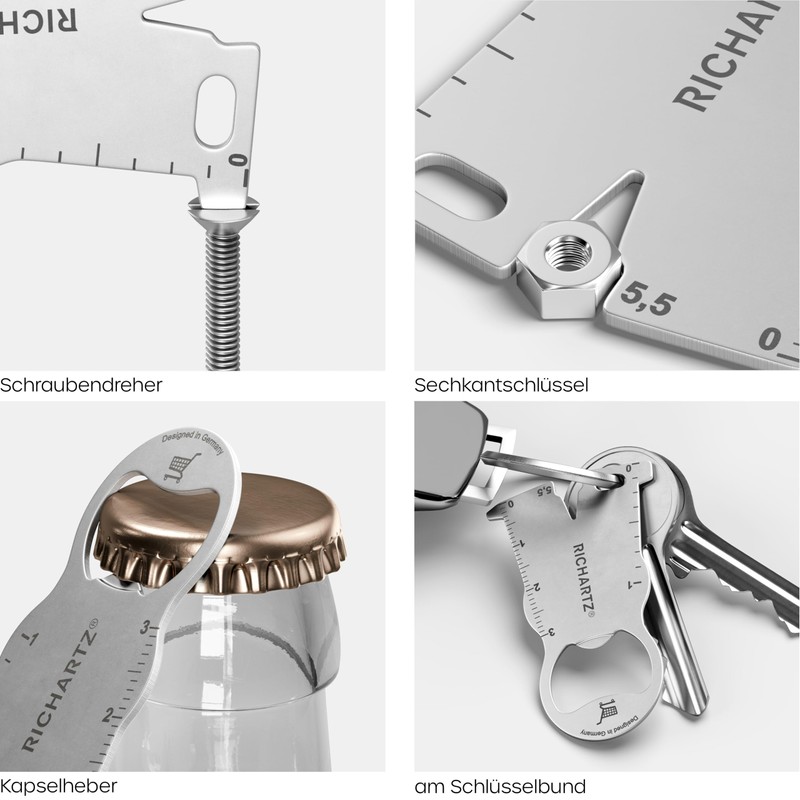 RICHARTZ Karl Luck Shopping Trolley Remover Multitool Key Ring 9