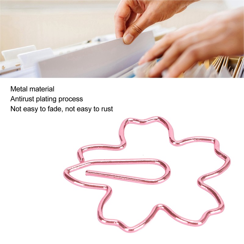 100pcs Sakura Shape Paper Clips Increased Slip Resistance Plating Process