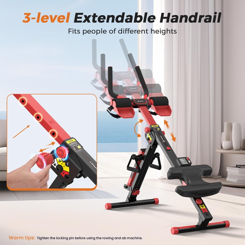 Rowing Machines for Home, 4 in 1 Rowing and Ab