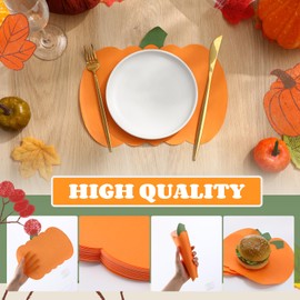Engrowtic 100 Pcs Fall Thanksgiving Pumpkin Placemats Disposable Paper Table Decorations Indoor Farmhouse Harvest Pumpkins Placemats for Party Kitchen Dinner